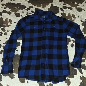 Wonder Nation Blue and Black Plaid Men's Shirt